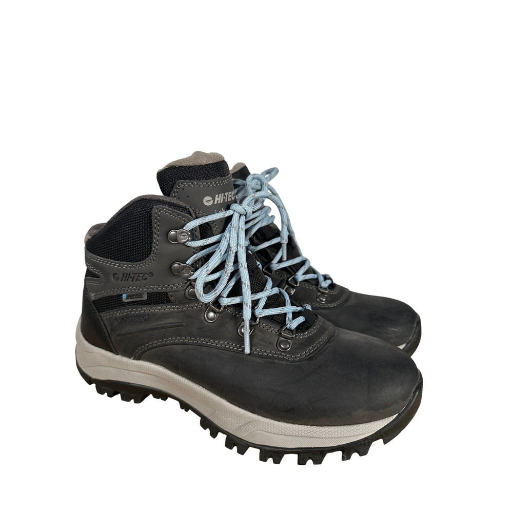 Hi-Tec Waterproof Hiking Boots Charcoal Grey Leather Trail Gorpcore Womens 6.5M